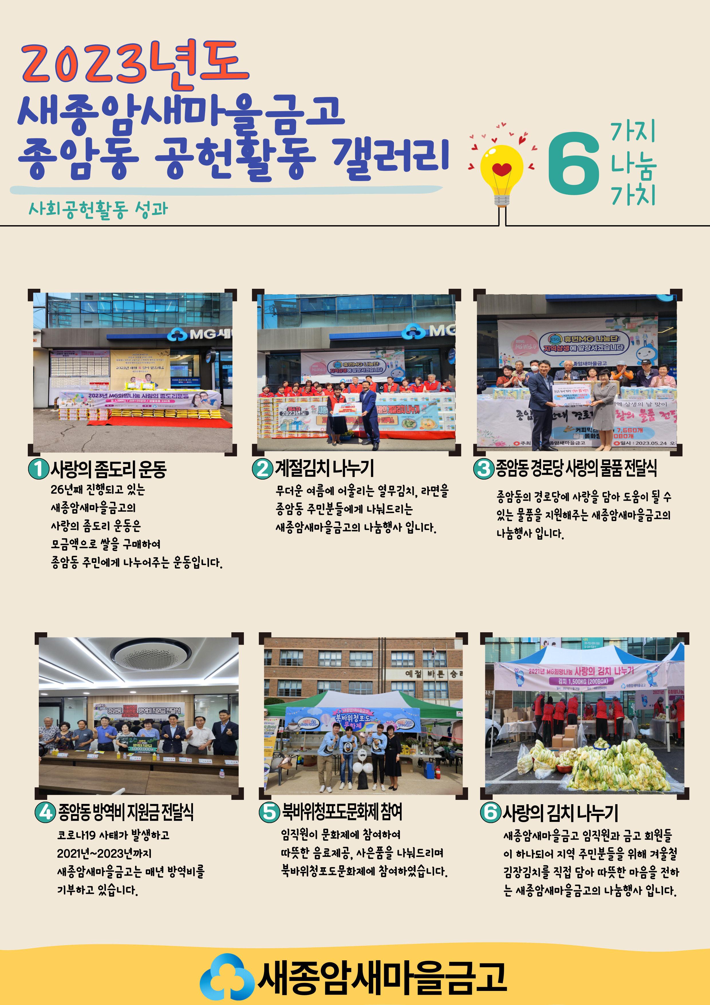 2023년도 새종암새마을금고 사회공헌사업